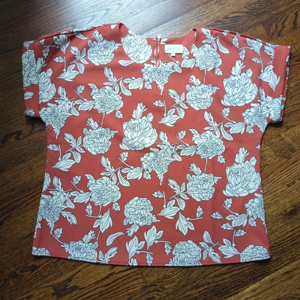 Melloday Floral Rust Blouse Top